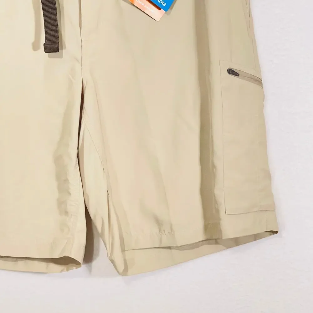 Columbia Cargo Shorts Men's 40 Omni Shade 50 UPF Moisture Wicking Khaki Belted